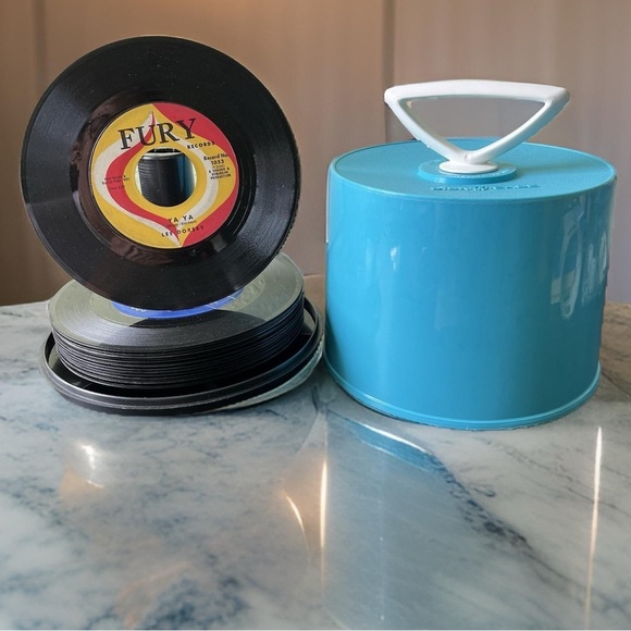 60’s Vintage Disk-Go-Case ~ (7”) Vinyl Record Collection Sky Blue Portable Case - Picture 6 of 6